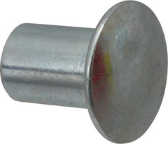 RivetKing - 0.176 to 0.184" Hole Diam, Round Head, Zinc Plated Steel, Semi Tubular Rivet - 7/16 Head Diam, 3/8" Length Under Head, 1/4 Body Diam - Exact Tool & Supply