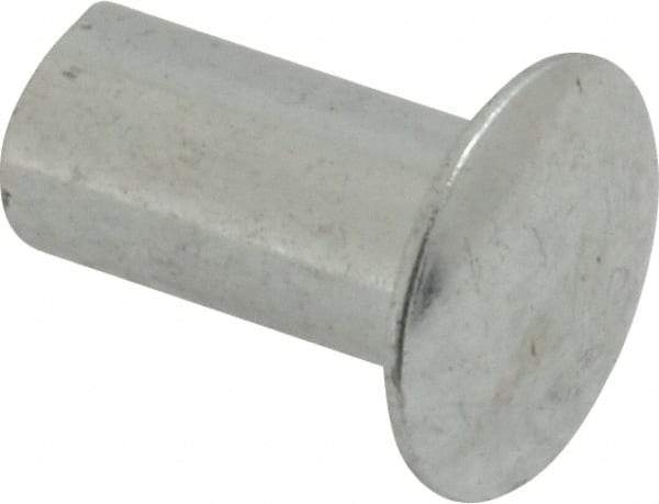 RivetKing - 0.176 to 0.184" Hole Diam, Round Head, Zinc Plated Steel, Semi Tubular Rivet - 7/16 Head Diam, 1/2" Length Under Head, 1/4 Body Diam - Exact Tool & Supply