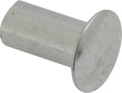 RivetKing - 0.176 to 0.184" Hole Diam, Round Head, Zinc Plated Steel, Semi Tubular Rivet - 7/16 Head Diam, 1/2" Length Under Head, 1/4 Body Diam - Exact Tool & Supply