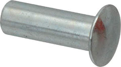 RivetKing - 0.176 to 0.184" Hole Diam, Round Head, Zinc Plated Steel, Semi Tubular Rivet - 7/16 Head Diam, 3/4" Length Under Head, 1/4 Body Diam - Exact Tool & Supply