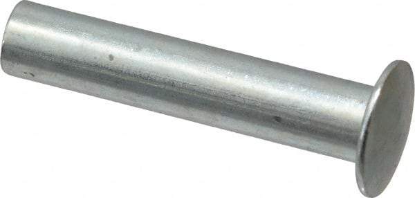 RivetKing - 0.176 to 0.184" Hole Diam, Round Head, Zinc Plated Steel, Semi Tubular Rivet - 7/16 Head Diam, 1-1/4" Length Under Head, 1/4 Body Diam - Exact Tool & Supply