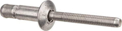 RivetKing - Size 86 Dome Head Aluminum Structural with Locking Stem Blind Rivet - Aluminum Mandrel, 0.08" to 3/8" Grip, 0.53" Head Diam, 0.257" to 0.261" Hole Diam, 0.556" Length Under Head, 1/4" Body Diam - Exact Tool & Supply