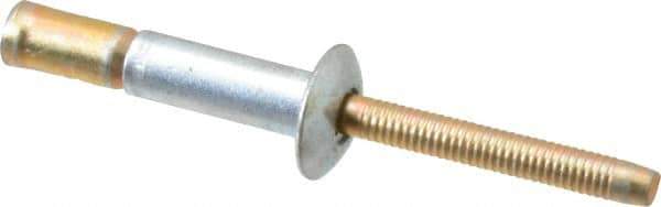 RivetKing - Size 810 Dome Head Steel Structural with Locking Stem Blind Rivet - Steel Mandrel, 0.08" to 5/8" Grip, 0.53" Head Diam, 0.257" to 0.261" Hole Diam, 0.847" Length Under Head, 1/4" Body Diam - Exact Tool & Supply