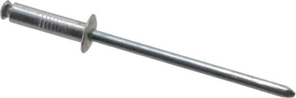RivetKing - Dome Head Aluminum Peel Blind Rivet - Steel Mandrel, 1/8" to 0.275" Grip, 0.255" Head Diam, 0.129" Max Hole Diam, 0.472 to 0.511" Length Under Head, 1/8" Body Diam - Exact Tool & Supply