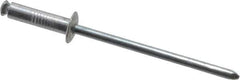 RivetKing - Dome Head Aluminum Peel Blind Rivet - Steel Mandrel, 1/8" to 0.275" Grip, 0.255" Head Diam, 0.129" Max Hole Diam, 0.472 to 0.511" Length Under Head, 1/8" Body Diam - Exact Tool & Supply