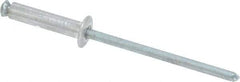 RivetKing - Dome Head Aluminum Peel Blind Rivet - Steel Mandrel, 1/8" to 0.354" Grip, 0.255" Head Diam, 0.129" Max Hole Diam, 0.551 to 0.590" Length Under Head, 1/8" Body Diam - Exact Tool & Supply