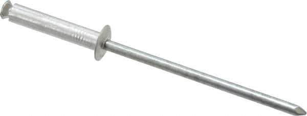 RivetKing - Dome Head Aluminum Peel Blind Rivet - Steel Mandrel, 1/8" to 0.433" Grip, 0.255" Head Diam, 0.129" Max Hole Diam, 0.630 to 0.669" Length Under Head, 1/8" Body Diam - Exact Tool & Supply