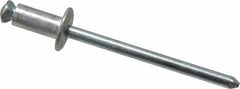 RivetKing - Dome Head Aluminum Peel Blind Rivet - Steel Mandrel, 0.188" to 0.197" Grip, 3/8" Head Diam, 0.196" Max Hole Diam, 0.394 to 0.433" Length Under Head, 3/16" Body Diam - Exact Tool & Supply