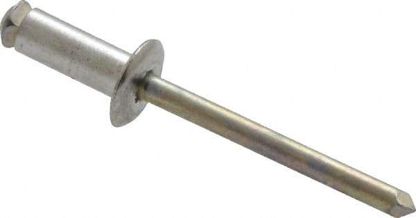 RivetKing - Dome Head Aluminum Peel Blind Rivet - Steel Mandrel, 0.188" to 0.275" Grip, 3/8" Head Diam, 0.196" Max Hole Diam, 0.511" Length Under Head, 3/16" Body Diam - Exact Tool & Supply