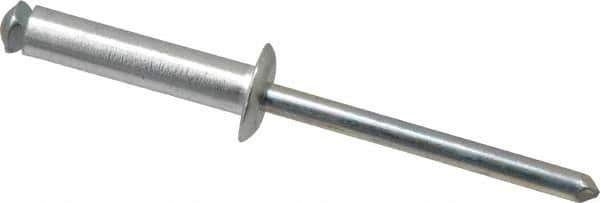 RivetKing - Dome Head Aluminum Peel Blind Rivet - Steel Mandrel, 0.188" to 0.63" Grip, 3/8" Head Diam, 0.196" Max Hole Diam, 0.827 to 0.865" Length Under Head, 3/16" Body Diam - Exact Tool & Supply