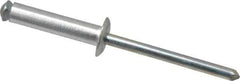 RivetKing - Dome Head Aluminum Peel Blind Rivet - Steel Mandrel, 0.188" to 0.63" Grip, 3/8" Head Diam, 0.196" Max Hole Diam, 0.827 to 0.865" Length Under Head, 3/16" Body Diam - Exact Tool & Supply