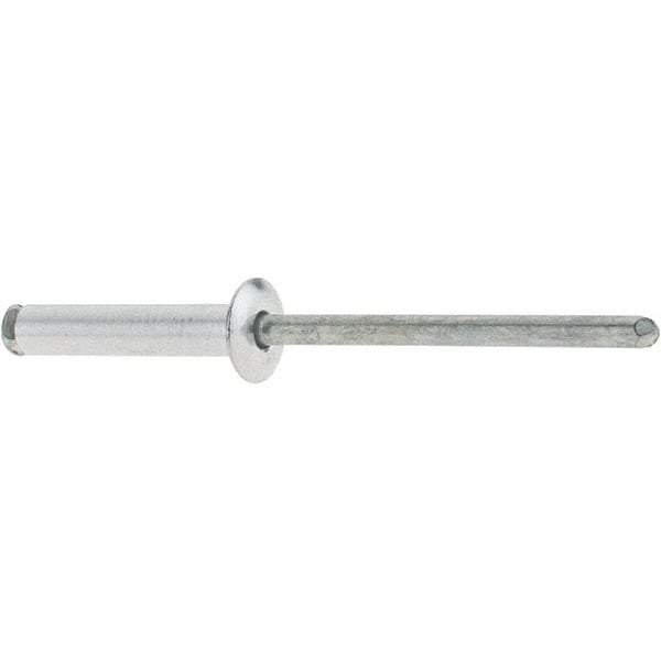 RivetKing - Dome Head Aluminum Peel Blind Rivet - Steel Mandrel, 0.188" to 0.748" Grip, 3/8" Head Diam, 0.196" Max Hole Diam, 0.945 to 0.984" Length Under Head, 3/16" Body Diam - Exact Tool & Supply