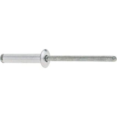 RivetKing - Dome Head Aluminum Peel Blind Rivet - Steel Mandrel, 0.188" to 0.748" Grip, 3/8" Head Diam, 0.196" Max Hole Diam, 0.945 to 0.984" Length Under Head, 3/16" Body Diam - Exact Tool & Supply