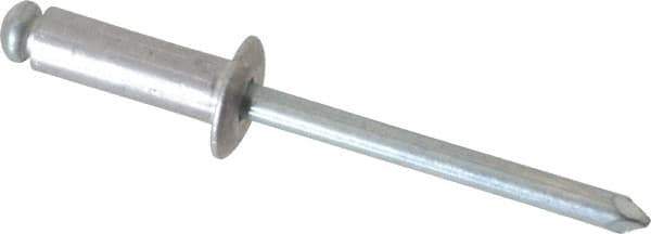 RivetKing - Dome Head Aluminum Peel Blind Rivet - Steel Mandrel, 0.157" to 0.315" Grip, 0.315" Head Diam, 0.165" Max Hole Diam, 0.472 to 0.511" Length Under Head, 5/32" Body Diam - Exact Tool & Supply