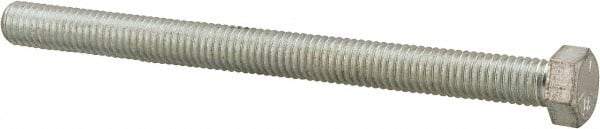 Made in North America - 7/16-14 UNC, 5-1/2" Length Under Head Hex Head Cap Screw - Fully Threaded, Grade 5 Steel, Zinc-Plated Finish, 5/8" Hex - Exact Tool & Supply