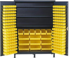 Valley Craft - 3 Shelf 185 Bin Storage Cabinet - Steel, 60" Wide x 24" Deep x 84" High, Gray - Exact Tool & Supply