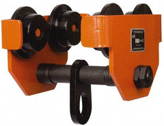 Value Collection - 1 Ton Capacity Wide Range Ball Bearing Trolley - 3-5/32" to 5-3/4" Flange Width, 2-5/8" Wheel Diam, 5" to 24" I-Beam, 35" Min Radius - Exact Tool & Supply