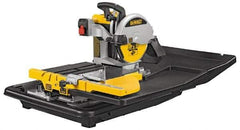 DeWALT - 10" Blade Diam, Tile Saw - 4,200 RPM, 34" Table Depth x 26" Table Width, 120 Volts, 15 Amps - Exact Tool & Supply