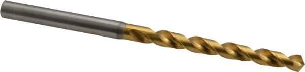 OSG - #3 120° Vanadium High Speed Steel Jobber Drill - TiN Finish, Right Hand Cut, Spiral Flute, Straight Shank, 101mm OAL, Standard Point - Exact Tool & Supply