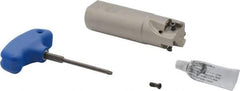 Iscar - 1-1/4" Cut Diam, 0.49" Max Depth of Cut, 1-1/4" Shank Diam, 4-1/4" OAL, Indexable Square Shoulder Helical End Mill - Weldon Shank, 90° Lead Angle, Through Coolant, Series Helitang - Exact Tool & Supply