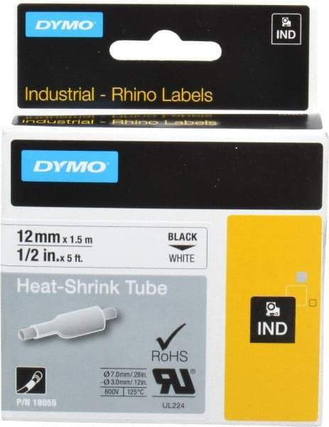 Dymo - 60" Long, White Heat Shrinkable Polyolefin Heat Shrink Tubing - For RhinoPRO 3000 - Exact Tool & Supply