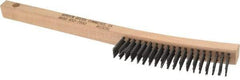 Gordon Brush - 3 Rows x 19 Columns Steel Scratch Brush - 13-3/4" OAL, 1-1/8" Trim Length, Wood Curved Handle - Exact Tool & Supply