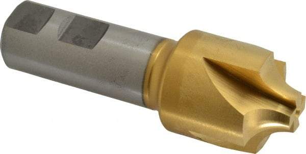 Hertel - 3/8" Radius, 1-1/4" Mill Diam, 4 Flute Cobalt Corner Rounding End Mill - Single End, TiN Finish, 3-3/4" OAL, 7/8" Shank Diam - Exact Tool & Supply