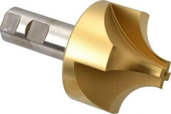 Hertel - 1" Radius, 2-3/4" Mill Diam, 4 Flute High Speed Steel Corner Rounding End Mill - Single End, TiN Finish, 4-3/4" OAL, 1" Shank Diam - Exact Tool & Supply