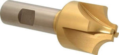 Hertel - 7/16" Radius, 1-3/8" Mill Diam, 4 Flute High Speed Steel Corner Rounding End Mill - Single End, TiN Finish, 3-3/4" OAL, 3/4" Shank Diam - Exact Tool & Supply