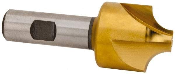 Hertel - 1/2" Radius, 1-1/2" Mill Diam, 4 Flute High Speed Steel Corner Rounding End Mill - Single End, TiN Finish, 3-7/8" OAL, 3/4" Shank Diam - Exact Tool & Supply