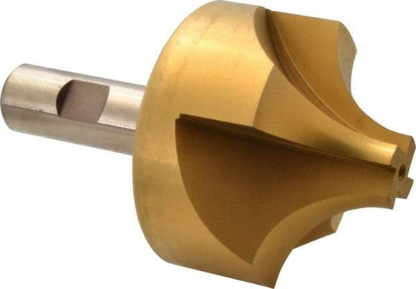 Hertel - 1" Radius, 2-3/4" Mill Diam, 4 Flute High Speed Steel Corner Rounding End Mill - Single End, TiN Finish, 4-1/2" OAL, 3/4" Shank Diam - Exact Tool & Supply