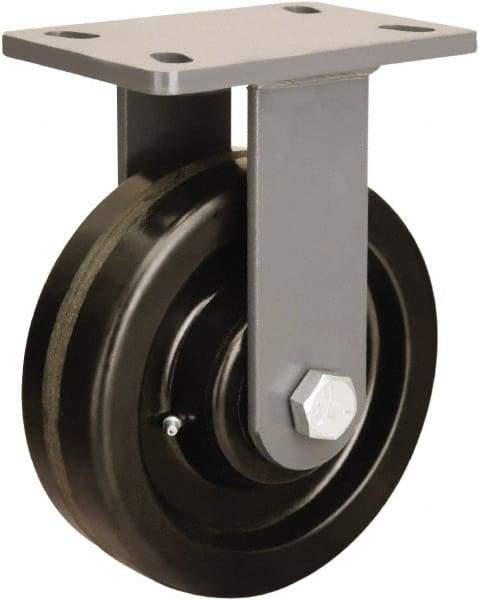 Hamilton - 8" Diam x 2-1/2" Wide x 10-1/4" OAH Top Plate Mount Rigid Caster - Phenolic, 2,000 Lb Capacity, Tapered Roller Bearing, 5 x 7" Plate - Exact Tool & Supply