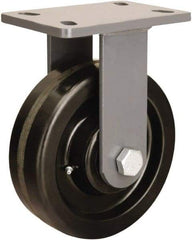 Hamilton - 8" Diam x 2-1/2" Wide x 10-1/4" OAH Top Plate Mount Rigid Caster - Phenolic, 2,000 Lb Capacity, Tapered Roller Bearing, 5 x 7" Plate - Exact Tool & Supply