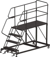 Ballymore - 88" 5 Step Single Entry Work Platform - Rolling Work Platform, 800 Lb Capacity, 50" Platform Height, 33" Base Width x 72" Base Depth, Heavy-Duty Serrated Grating - Exact Tool & Supply