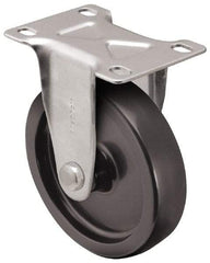 Albion - 3" Diam x 1-1/4" Wide x 3-13/16" OAH Top Plate Mount Rigid Caster - Hard Rubber, 225 Lb Capacity, Nylon Bearing, 2-5/16 x 4-7/8" Plate - Exact Tool & Supply