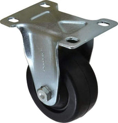 Shepherd - 3" Diam x 1-1/4" Wide x 4-1/4" OAH Top Plate Mount Rigid Caster - Soft Rubber, 150 Lb Capacity, Nylon Bearing, 2-5/8 x 3-3/4" Plate - Exact Tool & Supply