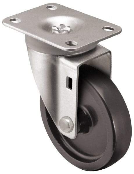 Shepherd - 3" Diam x 1-1/4" Wide x 4-1/4" OAH Top Plate Mount Swivel Caster - Polyolefin, 250 Lb Capacity, Plain Bearing, 2-5/8 x 3-3/4" Plate - Exact Tool & Supply