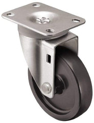 Shepherd - 5" Diam x 1-1/4" Wide x 6-1/4" OAH Top Plate Mount Swivel Caster - Polyolefin, 300 Lb Capacity, Plain Bearing, 2-5/8 x 3-3/4" Plate - Exact Tool & Supply