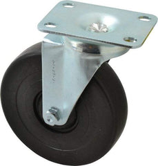 Shepherd - 5" Diam x 1-1/4" Wide x 6-1/4" OAH Top Plate Mount Swivel Caster - Polyolefin, 280 Lb Capacity, Nylon Bearing, 2-5/8 x 3-3/4" Plate - Exact Tool & Supply
