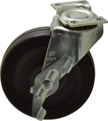 Shepherd - 3" Diam x 13/16" Wide x 3-1/2" OAH Top Plate Mount Swivel Caster with Brake - Soft Rubber, 110 Lb Capacity, Nylon Bearing, 1-3/16 x 2" Plate - Exact Tool & Supply