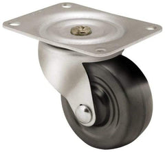Shepherd - 3" Diam x 1-1/4" Wide x 3-13/16" OAH Top Plate Mount Swivel Caster - Soft Rubber, 150 Lb Capacity, Nylon Bearing, 3-1/8 x 4-1/8" Plate - Exact Tool & Supply