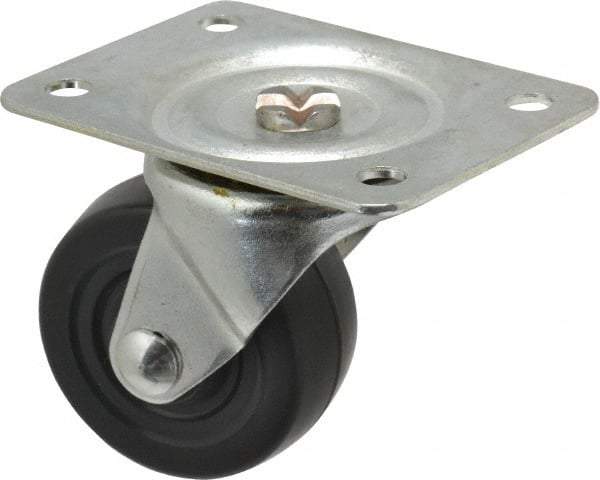 Shepherd - 2-1/2" Diam x 1-1/8" Wide x 3-1/4" OAH Top Plate Mount Swivel Caster - Hard Rubber, 175 Lb Capacity, Nylon Bearing, 2-3/4 x 3-7/8" Plate - Exact Tool & Supply