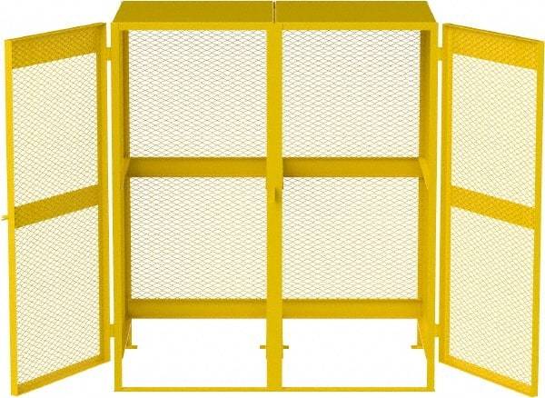 Jamco - Gas Cylinder Storage Cabinet - Steel, 60" Wide x 38" Deep x 70" High, Safety Yellow - Exact Tool & Supply
