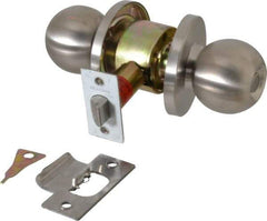 Master Lock - Up to 1-3/4" Door Thickness, Brushed Chrome Privacy Knob Lockset - 2-3/4" Back Set, Keyless Cylinder - Exact Tool & Supply