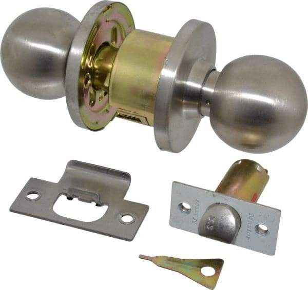 Master Lock - Up to 1-3/4" Door Thickness, Brushed Chrome Passage Knob Lockset - 2-3/4" Back Set, Keyless Cylinder - Exact Tool & Supply