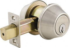 Master Lock - Up to 1-3/4" Door Thickness, Brushed Chrome Finish, Double Cylinder Deadbolt - Exact Tool & Supply