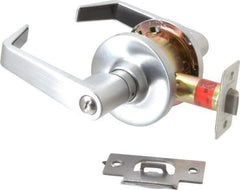 Master Lock - Grade 2 Privacy Lever Lockset - 2-3/4" Back Set, Keyless Cylinder, Brushed Chrome Finish - Exact Tool & Supply