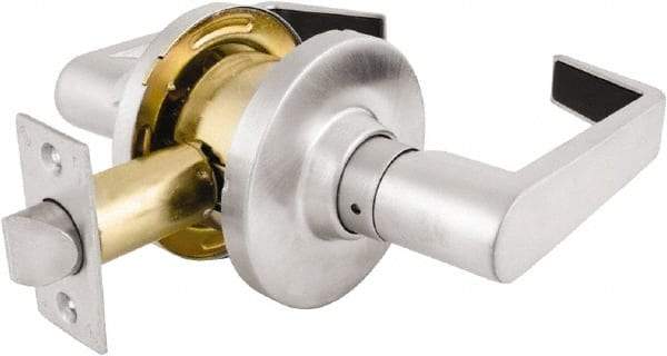 Master Lock - Grade 2 Passage Lever Lockset - 2-3/4" Back Set, Keyless Cylinder, Brushed Chrome Finish - Exact Tool & Supply