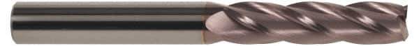 SGS - 1/2", 2" LOC, 1/2" Shank Diam, 4-1/2" OAL, 4 Flute, Solid Carbide Square End Mill - Single End, TiCN Finish, Spiral Flute, 30° Helix, Centercutting, Right Hand Cut, Right Hand Flute, Series 1L - Exact Tool & Supply