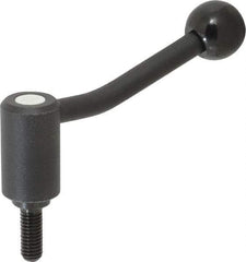 KIPP - 3/8-16, 0.94" Hub Diam, Steel Threaded Stud Adjustable Tension Lever with 20° Handle - 0.98" Stud Length, 3.46" OAL, 2.3" High - Exact Tool & Supply